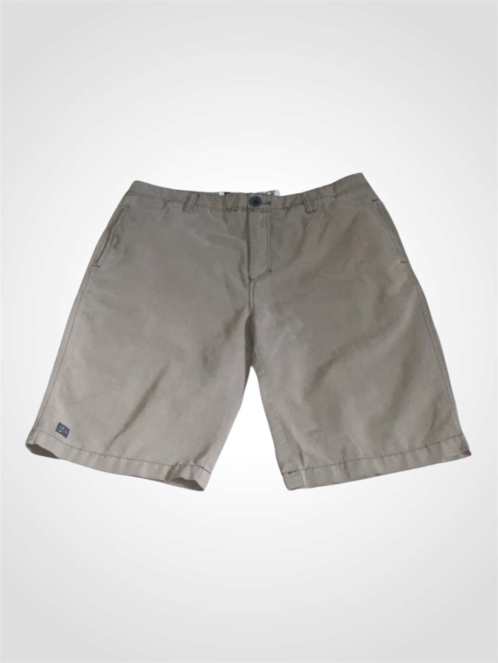 Micros Mens Tan Chevron Flat Front Casual Shorts Pockets Cotton Blend Size 34